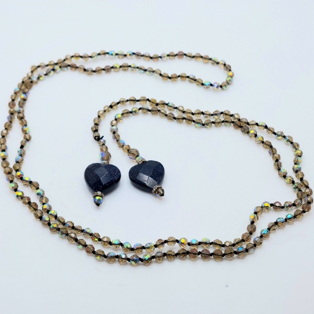 43 Inch Lariat Style Necklace with AB Crystal Beads